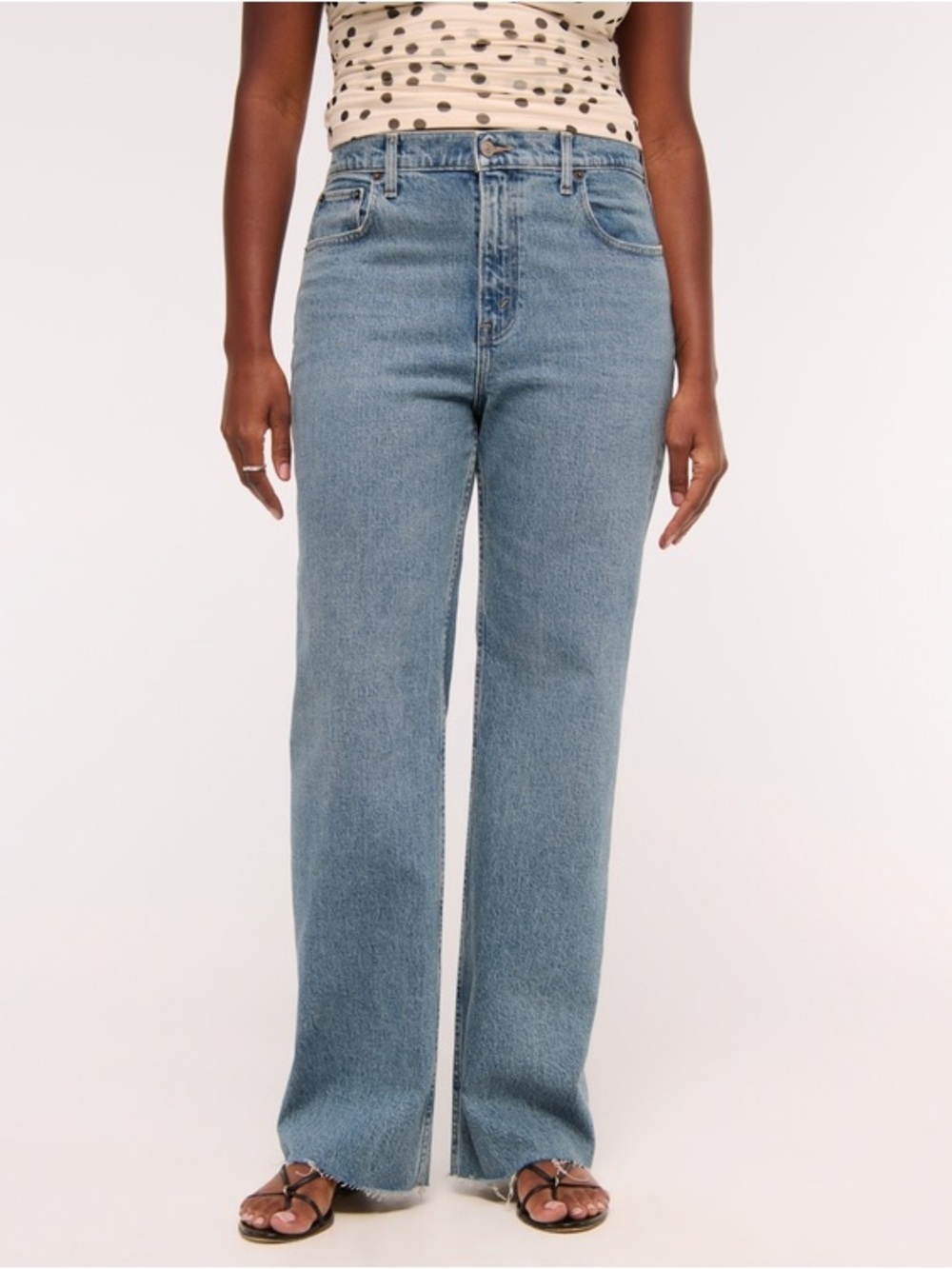 Abercrombie & Fitch High Rise 90s Relaxed Frayed Hem Jean Size 34 US 18 - Picture 2 of 16